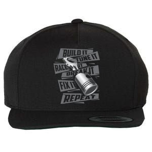 Build It Tune It Race It Break It Race Car Enthusiast Wool Snapback Cap