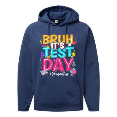 Bruh It’S Test Day You Got This Testing Day Teacher Students Performance Fleece Hoodie