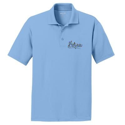 Believe In The Magic Of Christmas Festive Graphic Gift PosiCharge RacerMesh Polo