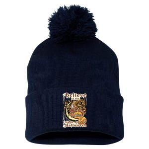 Believe In The Magic Of Halloween Pom Pom 12in Knit Beanie