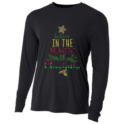 Believe In The Magic Of Christmas Funny Gift Cooling Performance Long Sleeve Crew
