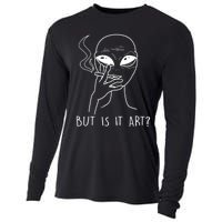 But Is This Art Funny Alien Smoking Lover Gift Cooling Performance Long Sleeve Crew