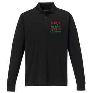 Believe In The Magic Of Christmas Pajama  Performance Long Sleeve Polo