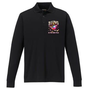 Bling In The New Year Disco Party Happy New Year 2025 Design Great Gift Performance Long Sleeve Polo