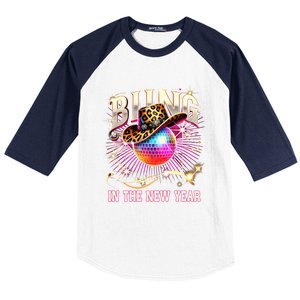 Bling In The New Year Disco Party Happy New Year 2025 Design Great Gift Baseball Sleeve Shirt