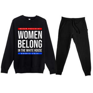 Belong In The White House Madam President Kamala Cute Gift Premium Crewneck Sweatsuit Set