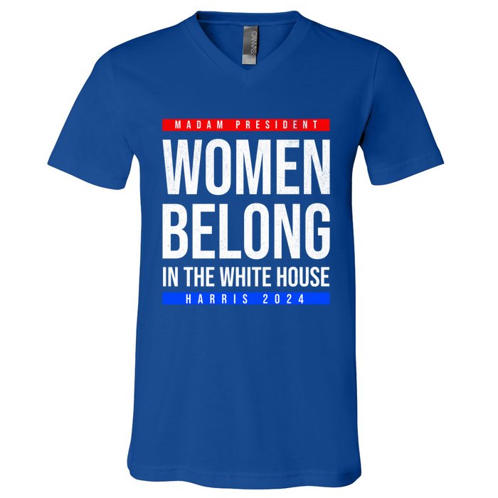 Belong In The White House Madam President Kamala Cute Gift V-Neck T-Shirt