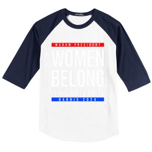 Belong In The White House Madam President Kamala Cute Gift Baseball Sleeve Shirt