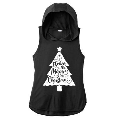 Believe In The Magic Of Christmas Rustic Holiday Family Gift Ladies PosiCharge Tri-Blend Wicking Draft Hoodie Tank