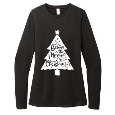 Believe In The Magic Of Christmas Rustic Holiday Family Gift Womens CVC Long Sleeve Shirt