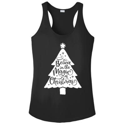 Believe In The Magic Of Christmas Rustic Holiday Family Gift Ladies PosiCharge Competitor Racerback Tank