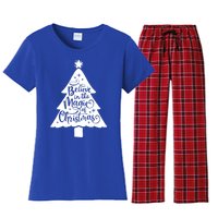 Believe In The Magic Of Christmas Rustic Holiday Family Gift Women's Flannel Pajama Set