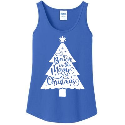 Believe In The Magic Of Christmas Rustic Holiday Family Gift Ladies Essential Tank