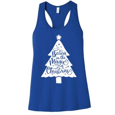 Believe In The Magic Of Christmas Rustic Holiday Family Gift Women's Racerback Tank