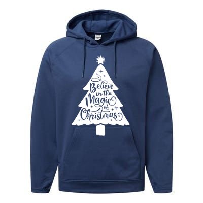 Believe In The Magic Of Christmas Rustic Holiday Family Gift Performance Fleece Hoodie