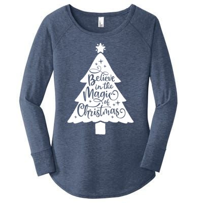 Believe In The Magic Of Christmas Rustic Holiday Family Gift Women's Perfect Tri Tunic Long Sleeve Shirt