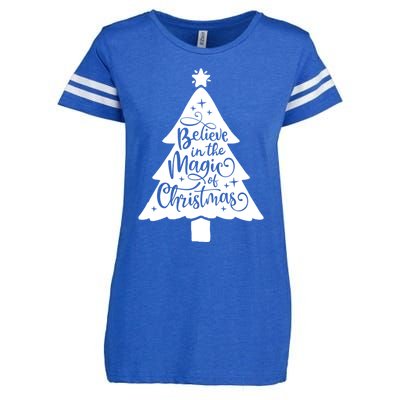 Believe In The Magic Of Christmas Rustic Holiday Family Gift Enza Ladies Jersey Football T-Shirt