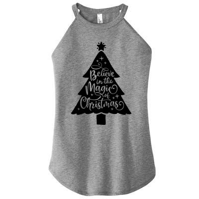 Believe In The Magic Of Christmas Rustic Holiday Family Gift Women's Perfect Tri Rocker Tank