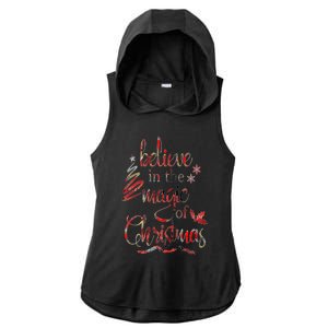 Believe In The Magic Of Christmas Gift Ladies PosiCharge Tri-Blend Wicking Draft Hoodie Tank