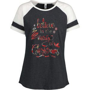 Believe In The Magic Of Christmas Gift Enza Ladies Jersey Colorblock Tee