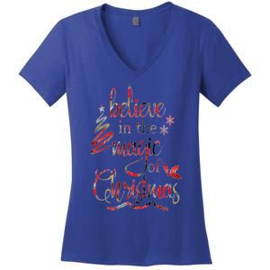 Believe In The Magic Of Christmas Gift Women's V-Neck T-Shirt