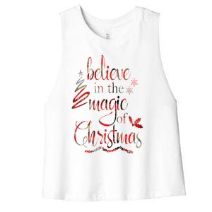 Believe In The Magic Of Christmas Gift Women's Racerback Cropped Tank