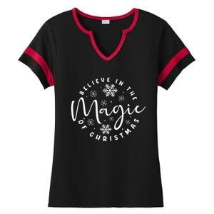 Believe In The Magic Of Christmas Cool Gift Ladies Halftime Notch Neck Tee