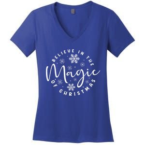 Believe In The Magic Of Christmas Cool Gift Women's V-Neck T-Shirt