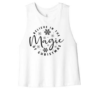 Believe In The Magic Of Christmas Cool Gift Women's Racerback Cropped Tank