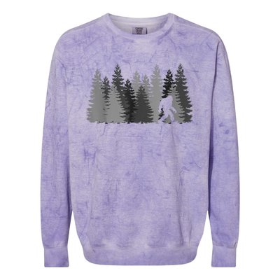 Bigfoot In The Forest Sasquatch Yeti Colorblast Crewneck Sweatshirt