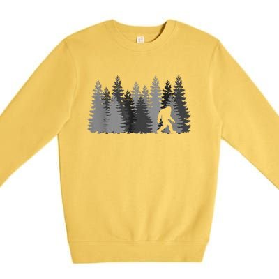 Bigfoot In The Forest Sasquatch Yeti Premium Crewneck Sweatshirt