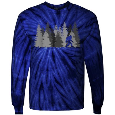 Bigfoot In The Forest Sasquatch Yeti Tie-Dye Long Sleeve Shirt