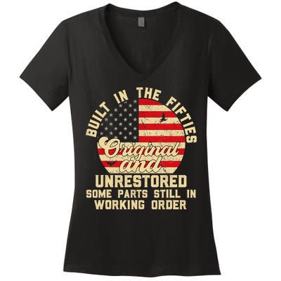 Built In The Fifties Original &Unrestored Born In The 1950s Women's V-Neck T-Shirt