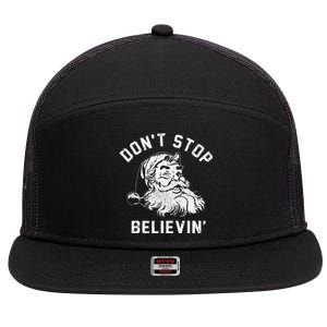 Believe in the Christmas Spirit Funny Xmas Santa Gift 7 Panel Mesh Trucker Snapback Hat