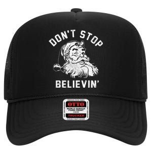 Believe in the Christmas Spirit Funny Xmas Santa Gift High Crown Mesh Back Trucker Hat