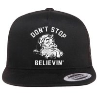 Believe in the Christmas Spirit Funny Xmas Santa Gift Flat Bill Trucker Hat