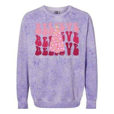 Believe Im The Magic Of Christmas Retro Holiday Colorblast Crewneck Sweatshirt