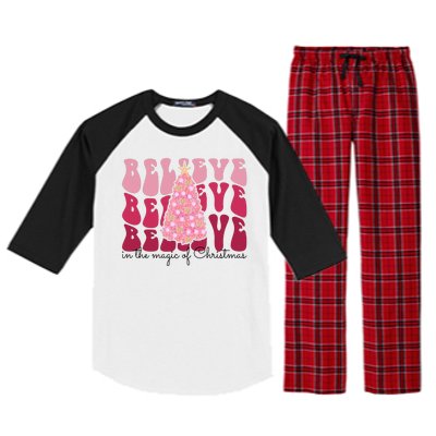 Believe Im The Magic Of Christmas Retro Holiday Raglan Sleeve Pajama Set