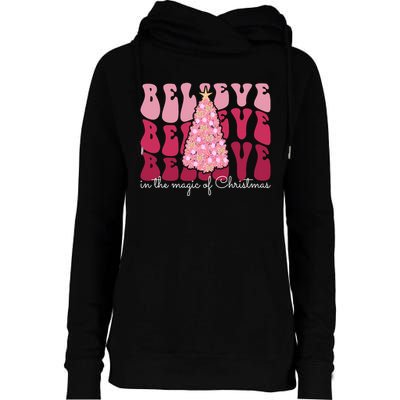 Believe Im The Magic Of Christmas Retro Holiday Womens Funnel Neck Pullover Hood