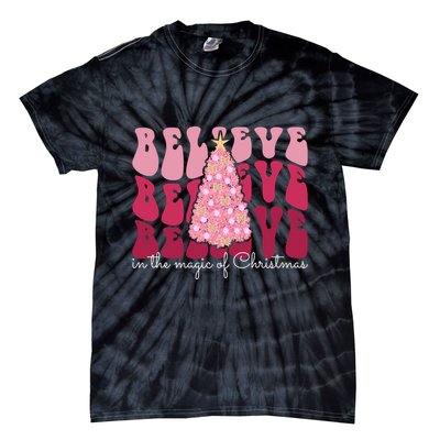 Believe Im The Magic Of Christmas Retro Holiday Tie-Dye T-Shirt