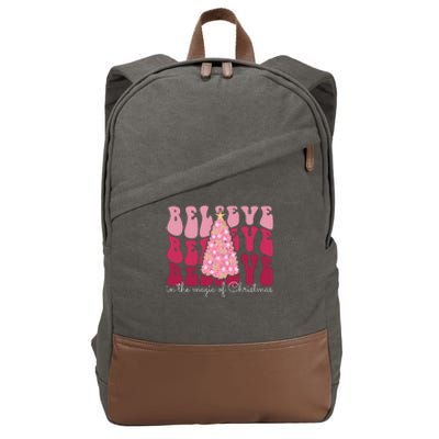 Believe Im The Magic Of Christmas Retro Holiday Cotton Canvas Backpack