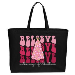 Believe Im The Magic Of Christmas Retro Holiday Cotton Canvas Jumbo Tote