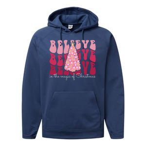 Believe Im The Magic Of Christmas Retro Holiday Performance Fleece Hoodie