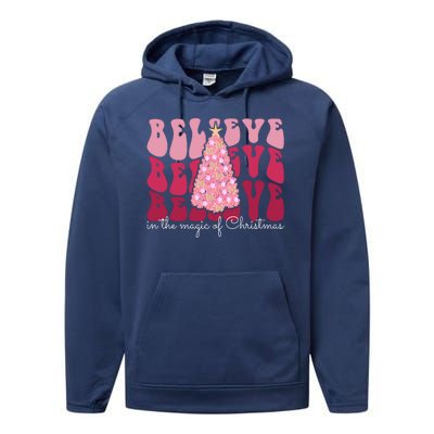 Believe Im The Magic Of Christmas Retro Holiday Performance Fleece Hoodie