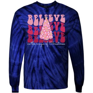 Believe Im The Magic Of Christmas Retro Holiday Tie-Dye Long Sleeve Shirt