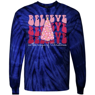 Believe Im The Magic Of Christmas Retro Holiday Tie-Dye Long Sleeve Shirt