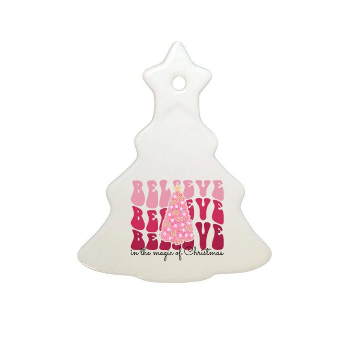 Believe Im The Magic Of Christmas Retro Holiday Ceramic Tree Ornament