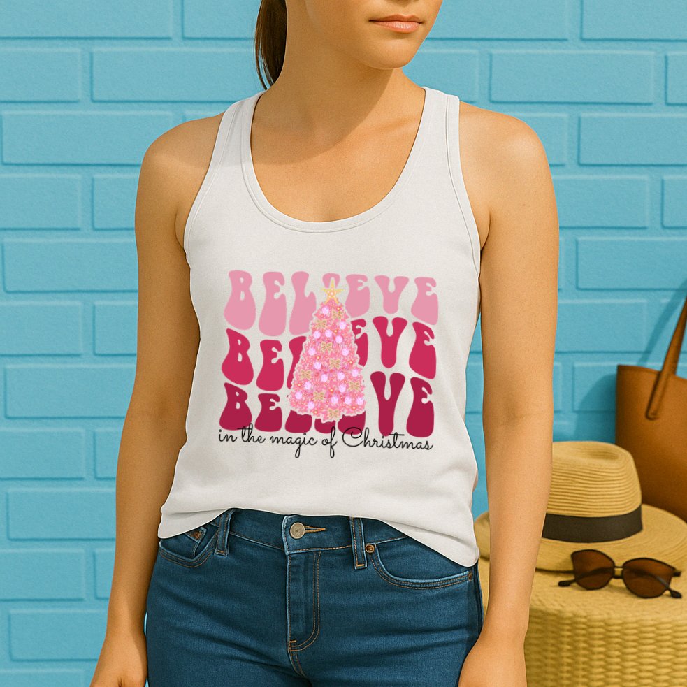 Believe Im The Magic Of Christmas Retro Holiday Womens Tank Top