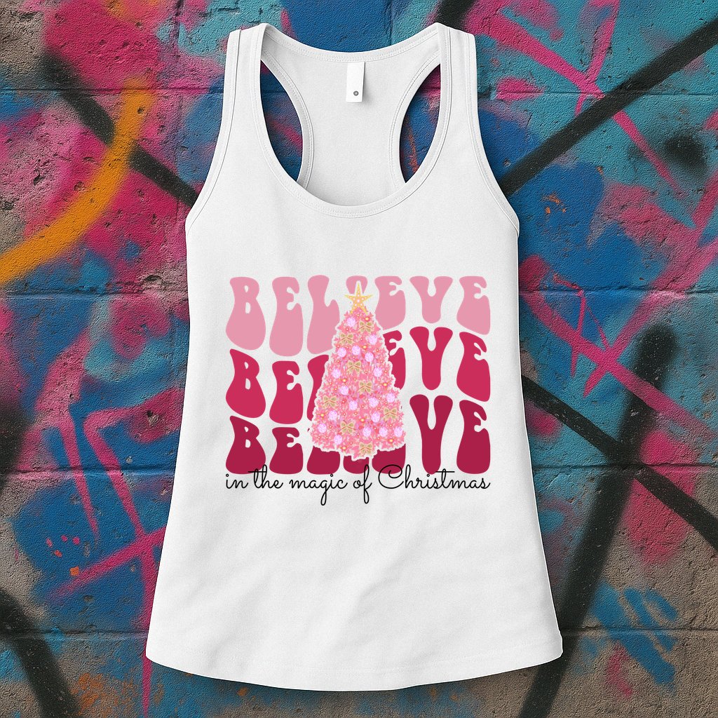 Believe Im The Magic Of Christmas Retro Holiday Womens Tank Top
