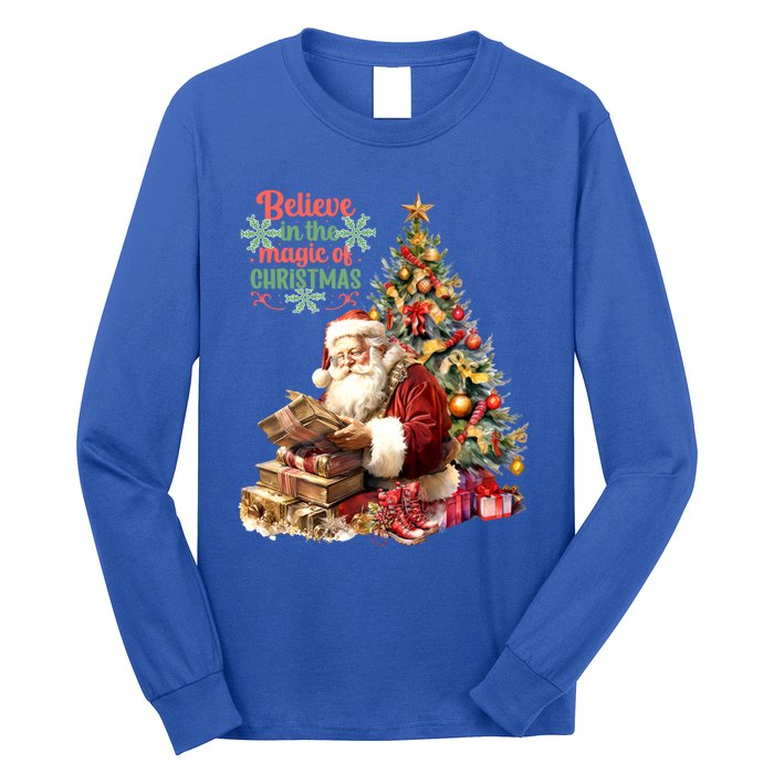 Believe In The Magic Of Christmas Vintage Santa Great Gift Long Sleeve Shirt